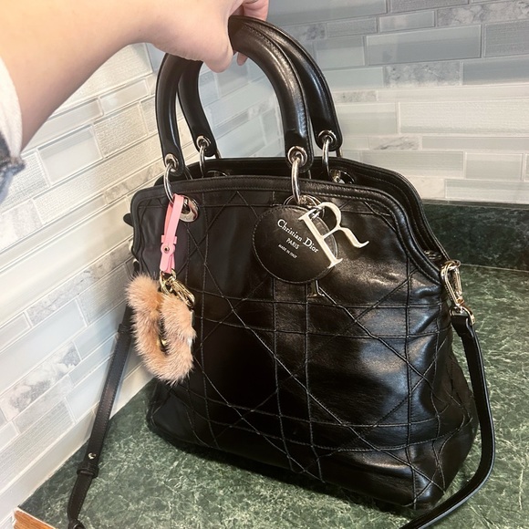 Authentic Dior Gorgeous Black Medium Leather Cannage Granville Bag - Picture 14 of 16